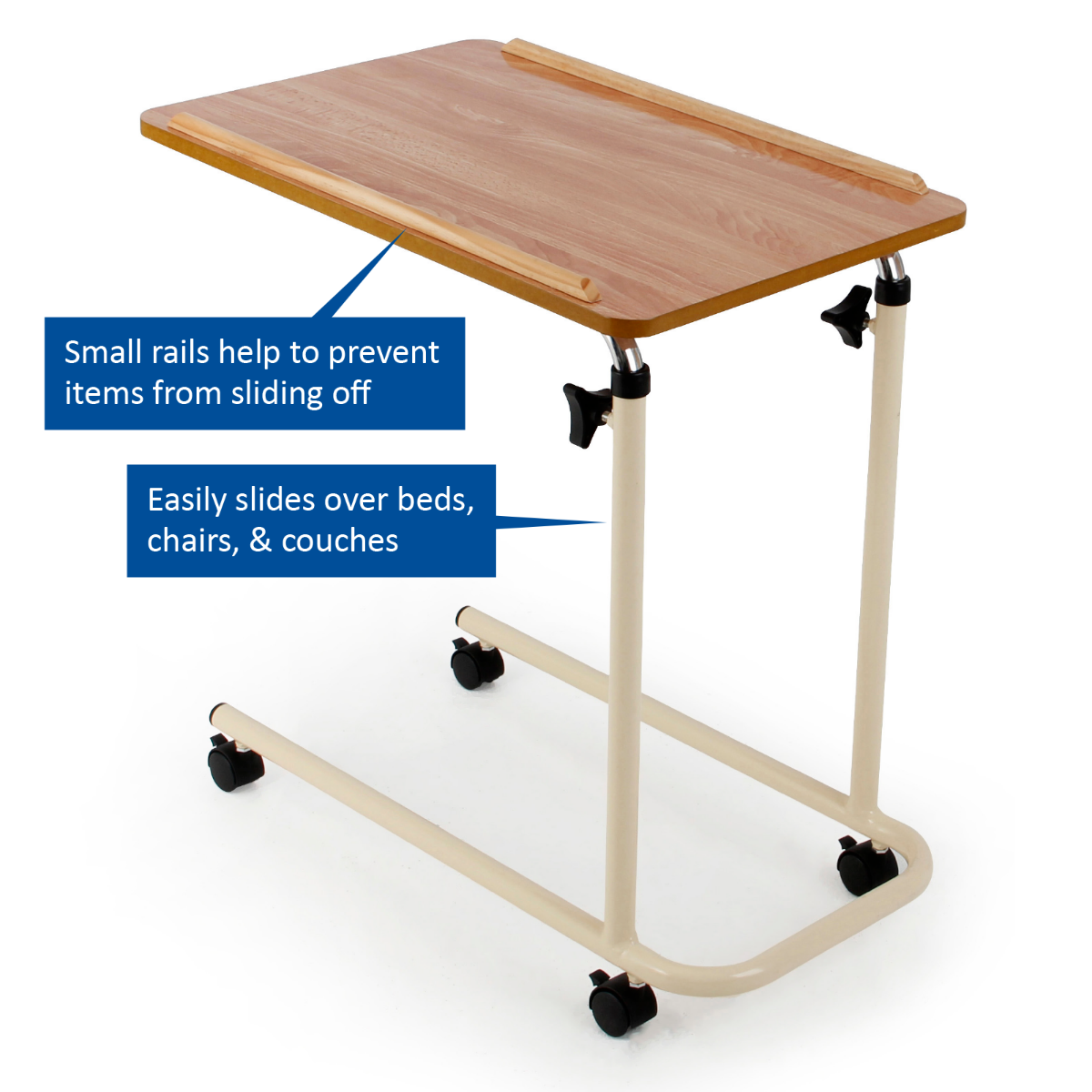 Homecraft Laminated Top Overbed Table with Castor - two tables