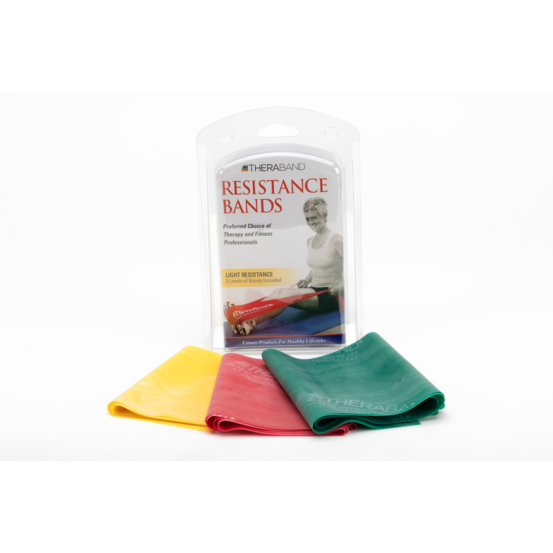 THERABAND Light Exercise Set with yellow, red and green 1.5 metre bands